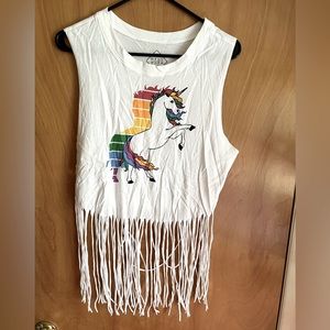 Pride Rainbow Unicorn Fringe Crop Top XXL
